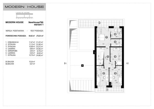 Rzut projektu NewHouse 790 w1 - Rzut poddasza