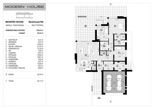 Rzut projektu NewHouse 708 - Rzut parteru