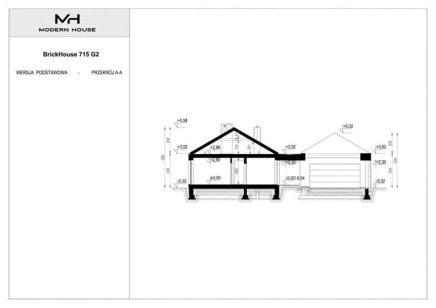Rzut projektu BrickHouse 115 G2 - Przekrój