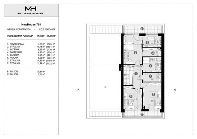 Rzut projektu NewHouse 791 - Rzut poddasza