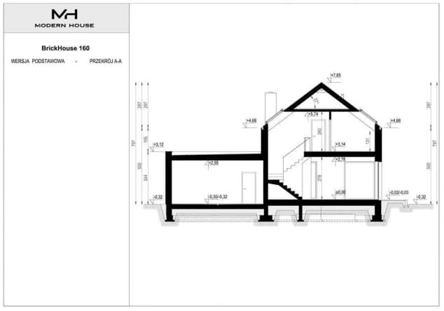 Rzut projektu BrickHouse 160 - Przekrój