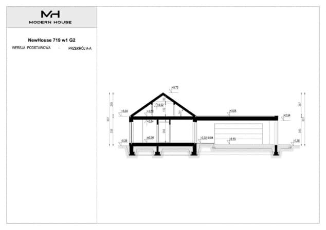 Rzut projektu NewHouse 719 w1 G2 - Przekrój