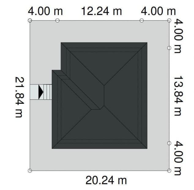 Rzut projektu EG-106 wariant I - Usytuowanie na działce