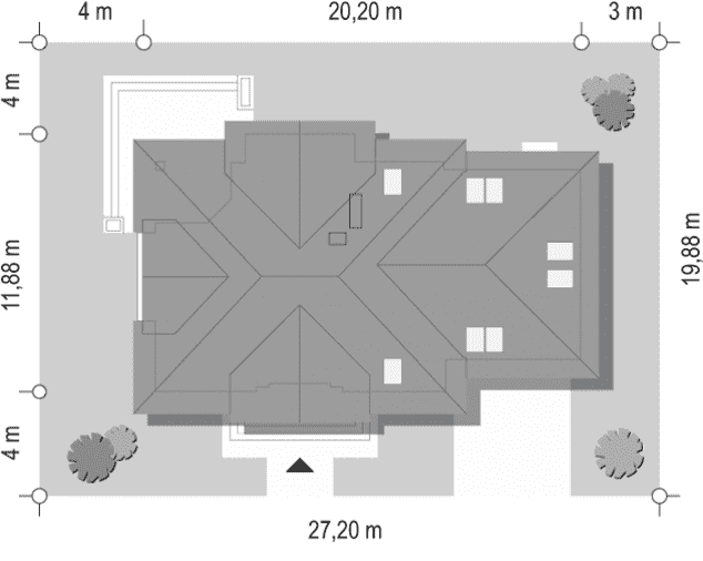 Rzut projektu Pod dębem - sytuacja