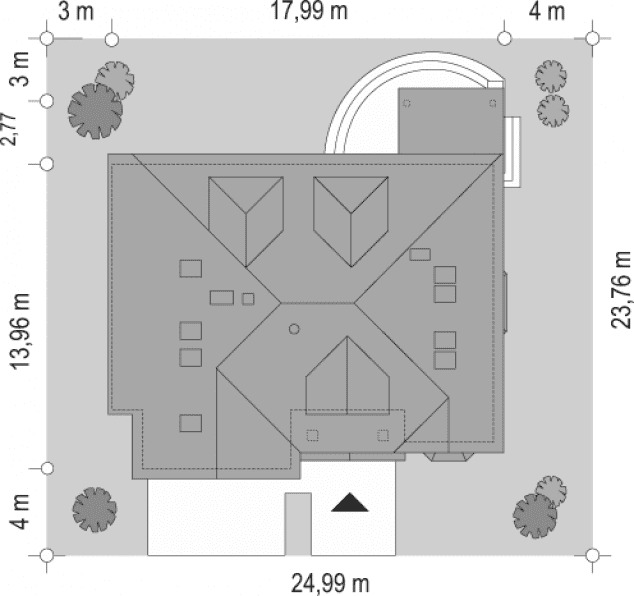 Rzut projektu Zacisze 3 - sytuacja