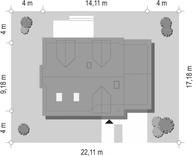 Rzut projektu Zgrabny z lukarnami - sytuacja