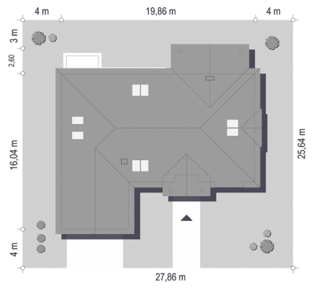 Rzut projektu Willa Parkowa 4 - sytuacja