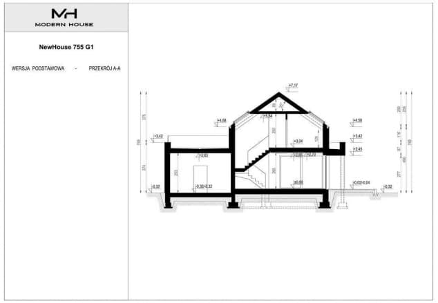 Rzut projektu NewHouse 755 G1 - Przekrój