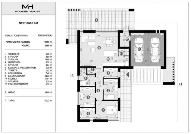 Rzut projektu NewHouse 731 - Rzut parteru