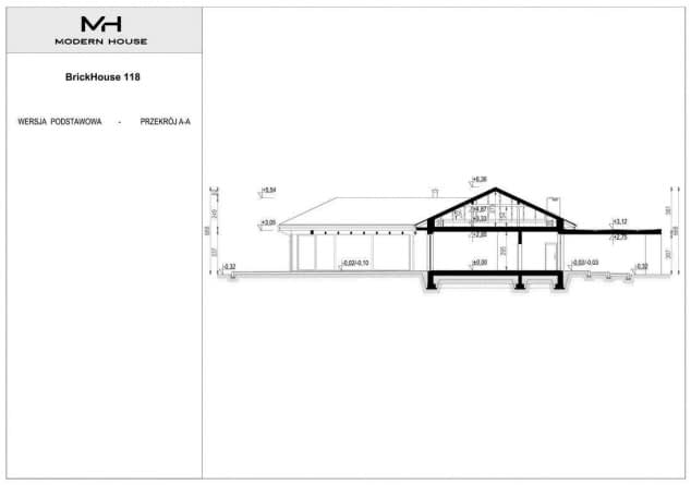 Rzut projektu BrickHouse 118 - Przekrój