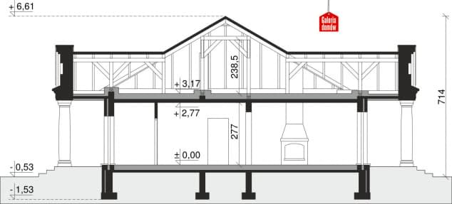 Rzut projektu Dom przy Zamkowej - Przekrój