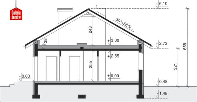 Rzut projektu Dom przy Przyjemnej 9 bis - Przekrój