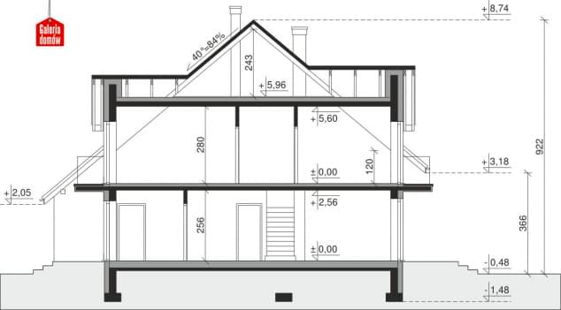 Rzut projektu Dom przy Amarantowej 2 - Przekrój