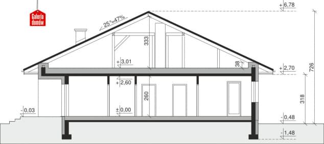 Rzut projektu Dom przy Rubinowej 5 - Przekrój