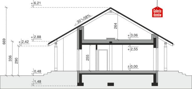 Rzut projektu Dom przy Bukowej 12 - Przekrój