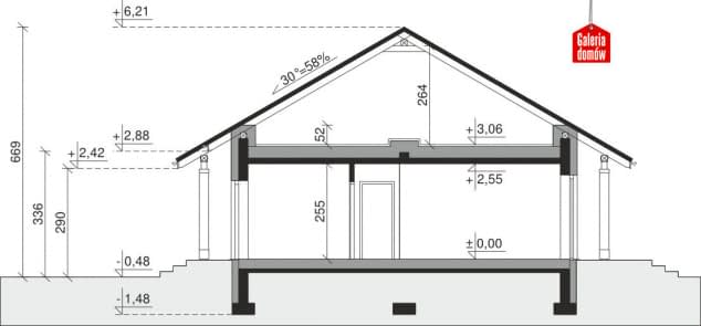 Rzut projektu Dom przy Bukowej 19 - Przekrój