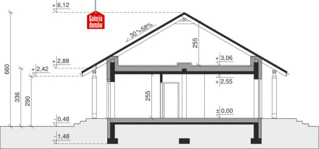 Rzut projektu Dom przy Bukowej 22 - Przekrój