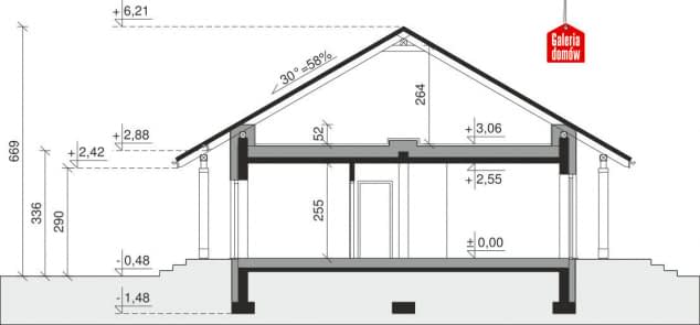 Rzut projektu Dom przy Bukowej 23 - Przekrój