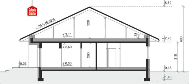 Rzut projektu Dom przy Kwiatowej 5 - Przekrój