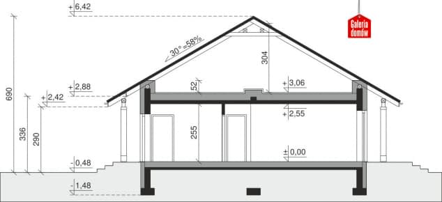 Rzut projektu Dom przy Bukowej 31 - Przekrój