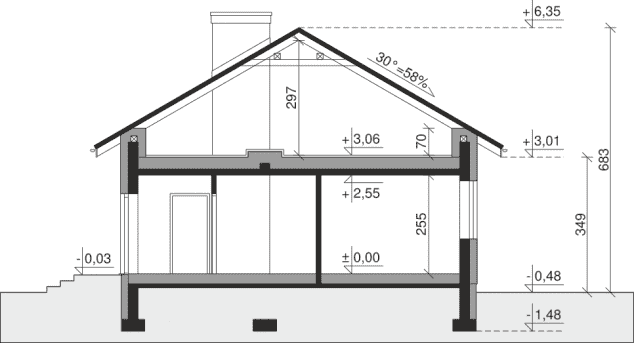 Rzut projektu Dom przy Przyjemnej 35 - Przekrój