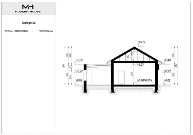 Rzut projektu Garage 02 - Przekrój