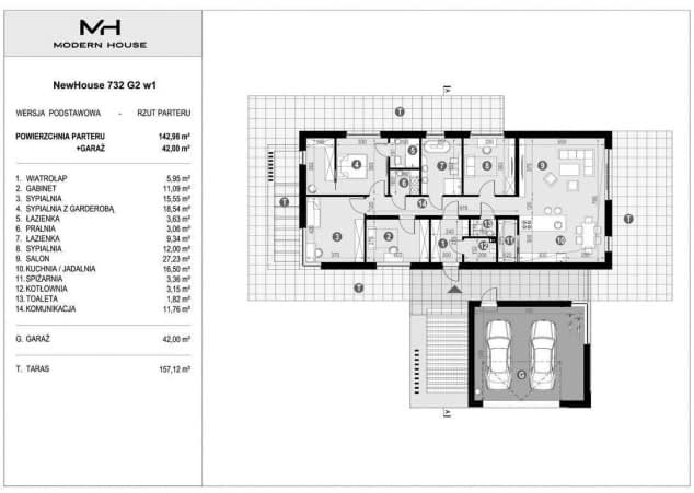 Rzut projektu NewHouse 732 G2 w1 - Rzut parteru