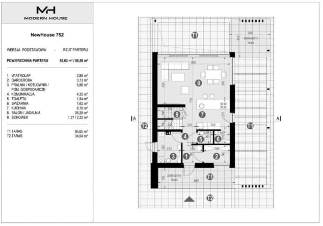 Rzut projektu NewHouse 752 - Rzut parteru