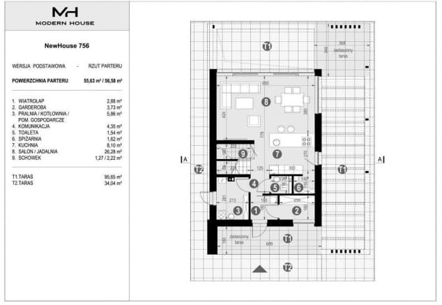 Rzut projektu NewHouse 756 - Rzut parteru