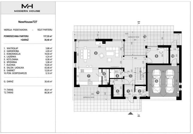 Rzut projektu NewHouse 727 - Rzut parteru