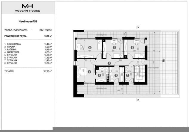 Rzut projektu NewHouse 727 - Rzut piętra