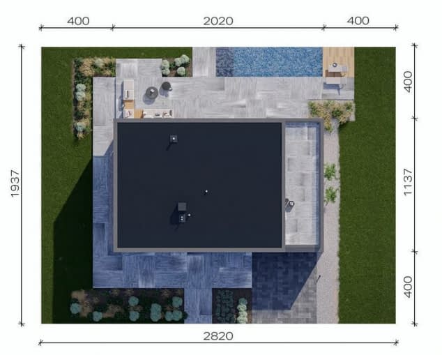 Rzut projektu NewHouse 727 - Usytuowanie na działce