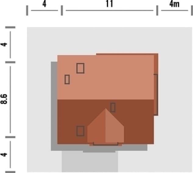 Rzut projektu Murano S z garażem - Rzut na działce