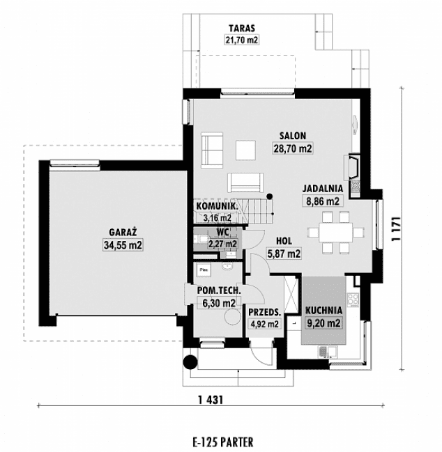 Rzut projektu E-125 -