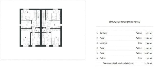 Rzut projektu BK-19 WARIANT I - Rzut poddasza
