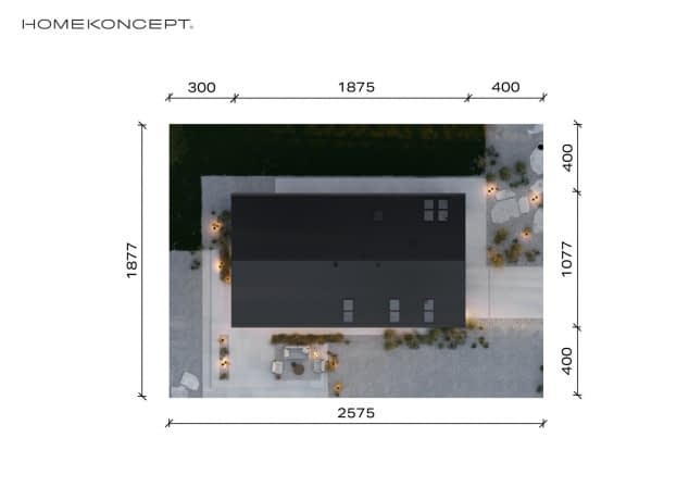 Rzut projektu HOMEKONCEPT 119 G1 - Usytuowanie na działce