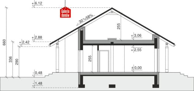 Rzut projektu Dom przy Bukowej 16 - Przekrój