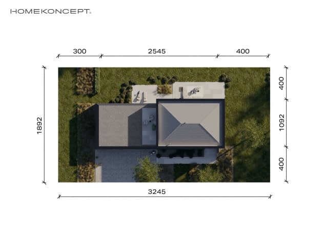 Rzut projektu HOMEKONCEPT 113 wariant 01 - Usytuowanie na działce