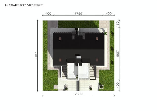 Rzut projektu HOMEKONCEPT 47 B - Usytuowanie na działce