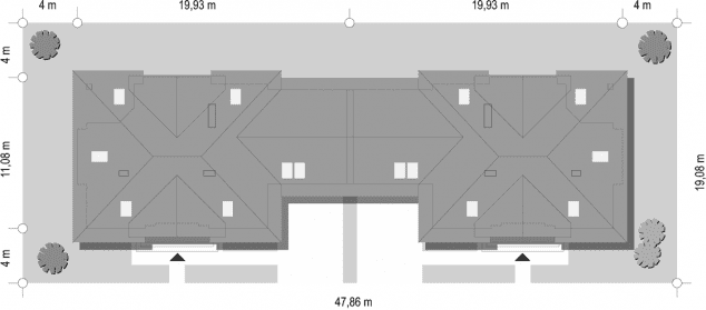 Rzut projektu Benedykt Bliźniak - sytuacja