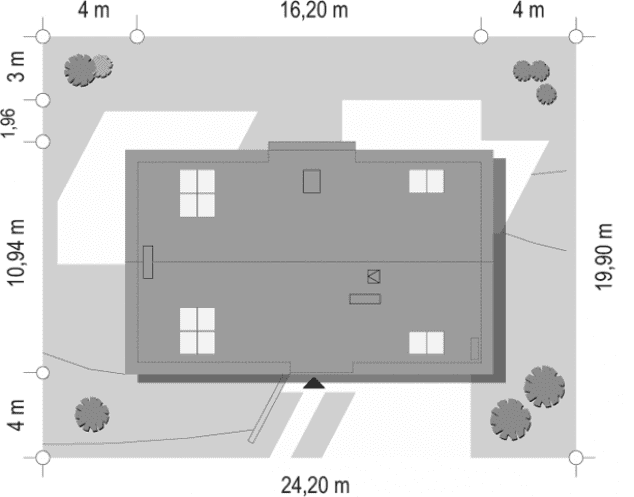 Rzut projektu Dom na górce - sytuacja