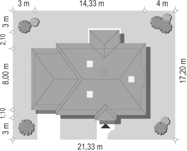 Rzut projektu Klejnot z garażem wariant B - sytuacja