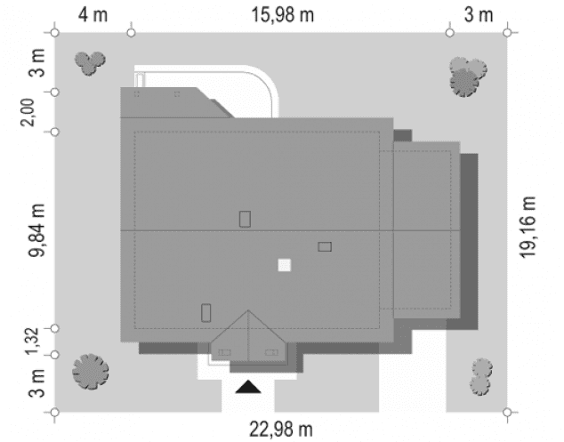 Rzut projektu Niezapominajka z garażem - sytuacja