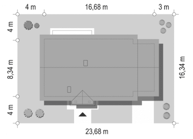 Rzut projektu Słoneczny z garażem - sytuacja