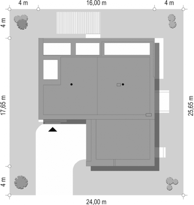 Rzut projektu Willa słoneczna wariant C - sytuacja