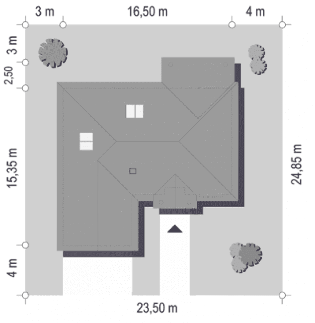 Rzut projektu Dom na parkowej - sytuacja