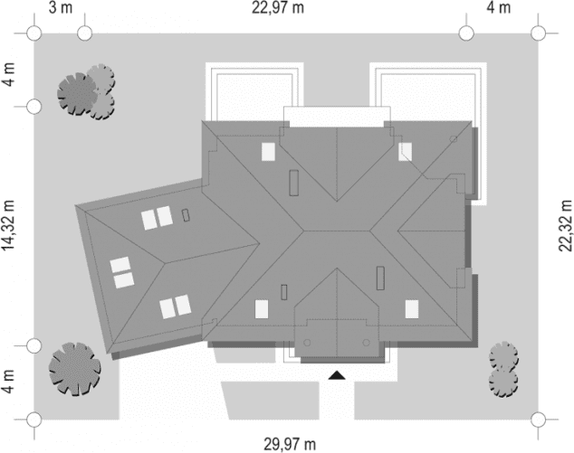 Rzut projektu Dom z kolumnami wariant B - sytuacja
