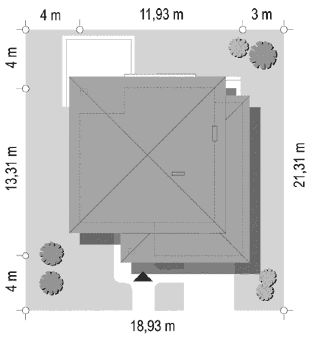 Rzut projektu Szmaragd 3 wariant B - sytuacja
