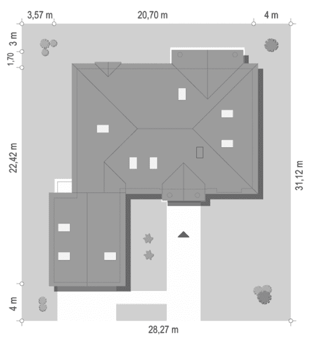 Rzut projektu Rezydencja Parkowa 3 D - sytuacja