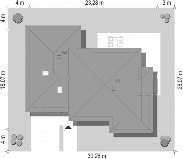Rzut projektu Spokojny zakątek wariant D - sytuacja